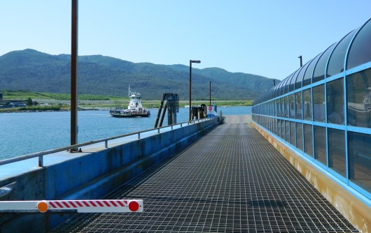 The borough-operated airport ferry heads toward the Revilla Island terminal ramp. (KRBD file photo)
