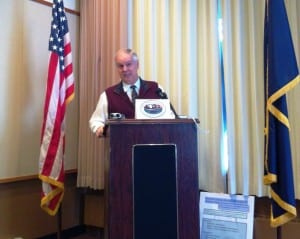 Ketchikan School District Superintendent Robert Boyle speaks Wednesday during the regular Chamber of Commerce lunch. 