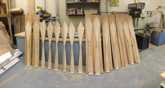 Canoe paddles carved by One People Canoe Society at a recent workshop in Angoon.