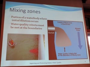 A slide from Michelle Hale's presentation shows how mixing zones work.