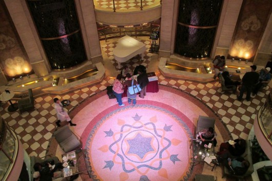 The ship's atrium, where performances are held and live music is played.