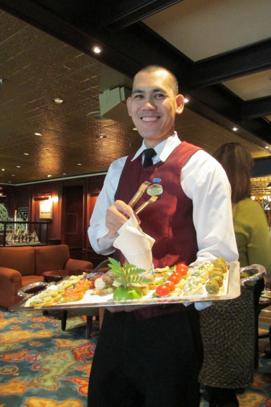 A server in one of the lounges on the Crown Princess.