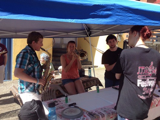 Ketchikan High School band members held an Instrument Petting Zoo for children to try out instruments.