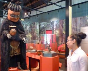 Guide Kerry Small talks her people's history at the Nisga'a Museum. The Nisga'a Government recently signed an agreement with the controversial KSM Mine project. (Ed Schoenfeld, CoastAlaska News)