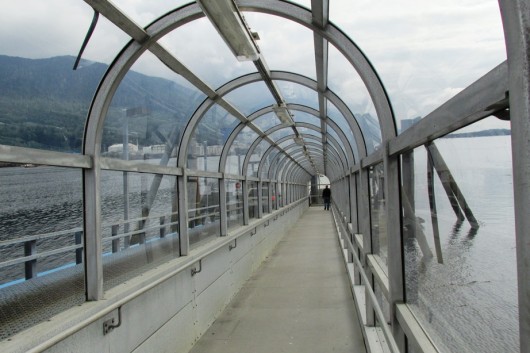 The covered ramp for walk-on airport ferry passengers. (Photo by Emily Files)