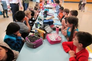 Houghtaling second graders at lunch on their second day of school.
