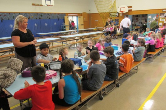 Houghtaling second graders at lunch. 