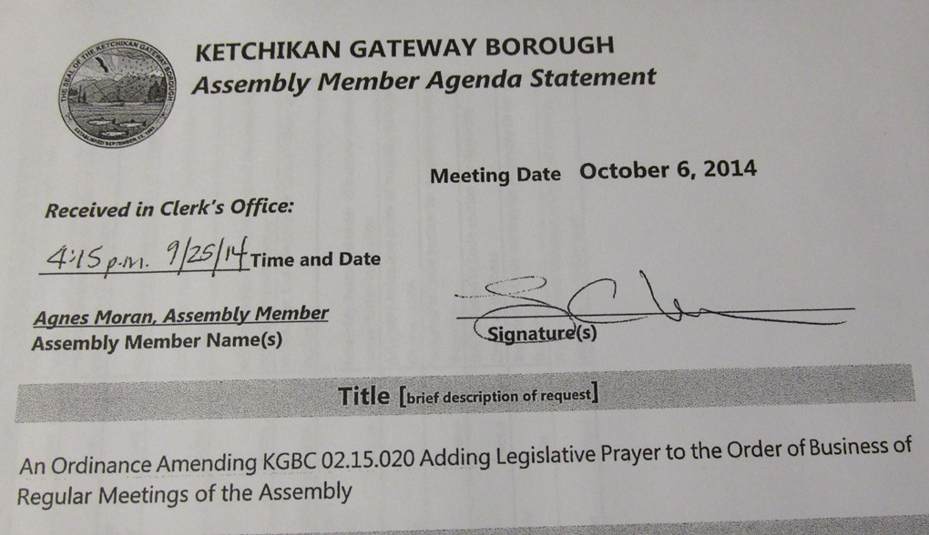 Assembly introduces prayer ordinance