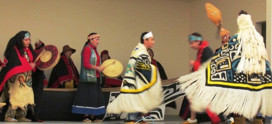 In this KRBD file photo, The Cape Fox Dancers perform at the Saxman Community Center.
