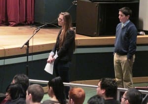 Students ask questions of the attorneys following oral arguments in the Supreme Court Live event. 