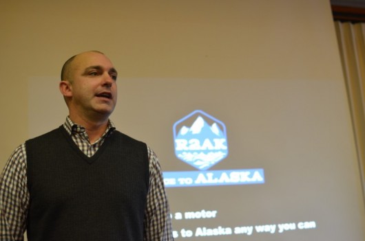 Jake Beattie, Co-founder of the Race to Alaska speaks at the Ketchikan Chamber Luncheon on Tuesday, January 6 2015.