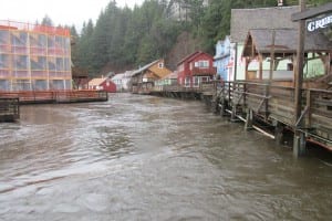 Creek Street is seen near high tide from the Stedman Street Bridge.