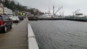 City Float small boat harbor is floating at street level a little before 1 p.m. Tuesday.