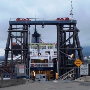 The ferry Taku loads up at the Prince Rupert, B.C., ferry terminal July 24, 2014. Rupert officials are in Juneau, lobbying for continued ferry service. (Ed Schoenfeld/CoastAlaska News)