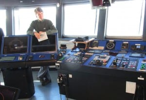 Sikuliaq Captain Adam Seamans on the bridge.