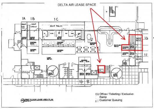 This borough diagram of Ketchikan International Airport's main floor shows where Delta Airlines plans to set up shop. 