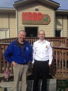 Joel Curtis and Abner Hoage at KRBD on March 2, 2015.
