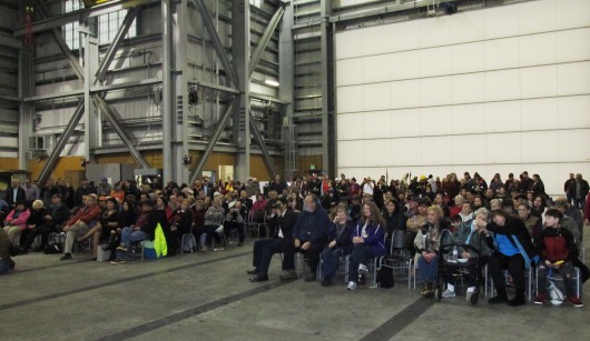Hundreds of Ketchikan residents attend Saturday's inaugural celebration at the Vigor Alaska shipyard. 