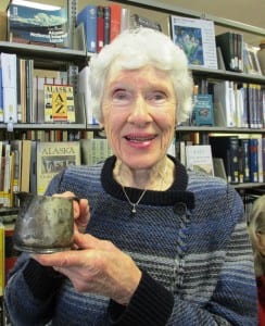 Joan Aegerter and her souvenir from the Prince George.