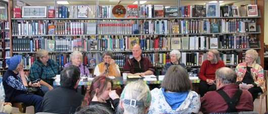 From left are Merta Kiffer, Beth Antonsen, Margaret Antonsen, Delma Inman, Doug Vig, Joan Aegerter, Gail Alguire and moderator Alaire Stanton.