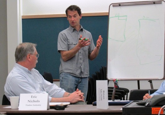 Tongass Advisory Committee member Brian McNitt explains a point during deliberations Friday in Ketchikan.