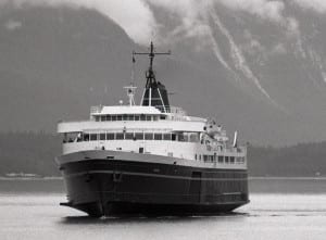 The ferry Taku sails into Juneau’s Auke Bay terminal. It’s tied up for the year, affecting seafood processors who transport their fish via Prince Rupert, British Columbia. (Photo by LCGS Russ/Wikimedia Commons)