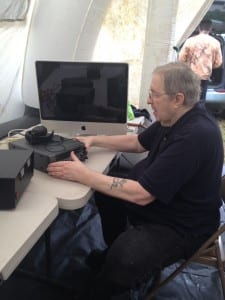 Bob Kern setting up ham radio equipment