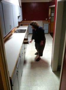 Kathleen Light checks out the old Main Street fire hall kitchen. 