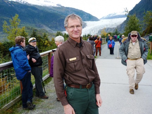 Mendenhall Glacier Visitor Center Director John Neary oversees a destination that attracted about half of Southeast’s 1 million cruise-ship passengers this season. (Photo by Ed Schoenfeld/CoastAlaska News)