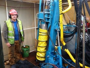  A drilling-crew member poses during a break at Seabridge Gold's KSM Mine. (Ed Schoenfeld/CoastAlaska News)