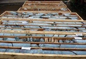 Rock cores wait for analysis at the Kerr-Sulphurets-Mitchell project, one of the British Columbia mines planned for near the Southeast Alaska border. (Photo by Ed Schoenfeld, CoastAlaska News)