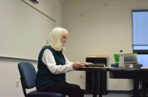 Biz Robbins is seen on her last day teaching class at UAS. (KRBD file photo)
