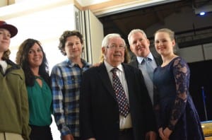 2015 citizen of the year, Mike Salazar accepted the award surrounded by his children and grandchildren.