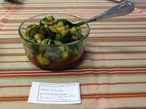 Shellie Tabb brought this spicy cucumber kimchi, a South Korean dish. (Photo by Leila Kheiry)