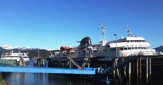 The ferries Matanuska, right, and Fairweather, left, tie up at Juneau's Auke Bay Ferry Terminal May 19, 2016. (Photo by Ed Schoenfeld/CoastAlaska News)