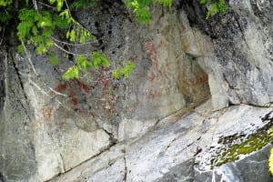 A pictograph on a rock wall near Ketchikan. (Photo by Leila Kheiry)