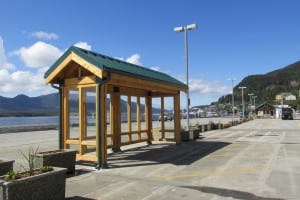 A new bus shelter was part of this winter's port improvement work. (Photo by Leila Kheiry)