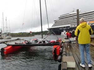 Team MAD Dog's boat, an open catamaran. (Photo by Deb Turnbull)