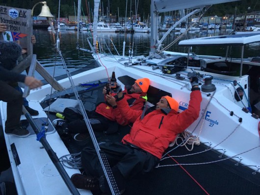 Team Alula arrived in Ketchikan this week. They were officially disqualified, but still finished the 750-mile Race to Alaska. (R2AK photo)
