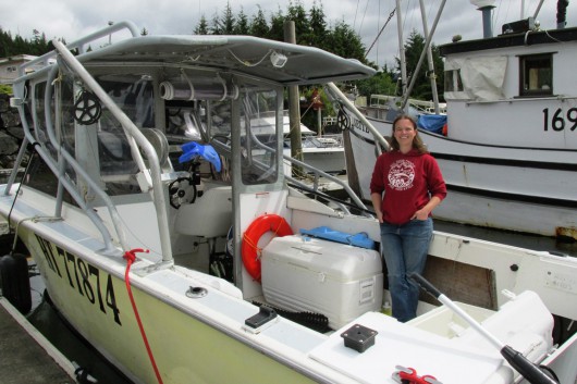Dianna Garfield Robinson on board the FV Seabright at Refuge Cove Marina. (Photo by Leila Kheiry)