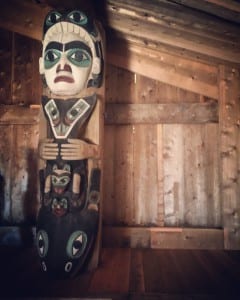 Interior of the restored longhouse (copyrighted photo by Marijane Armour used by permission).