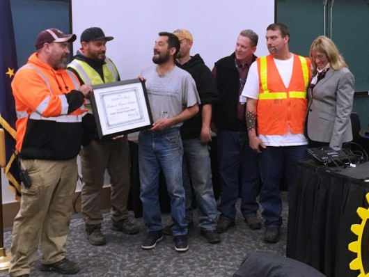 City of Ketchikan Solid Waste Division employees were honored during Wednesday's Chamber of Commerce/Rotary lunch for excellence in customer satisfaction. (Photo by Leila Kheiry)