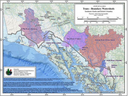 Eight transboundary watersheds feed Southeast Alaska rivers. A new agreement with British Columbia aims to protect them from mining pollution. Critics say it doesn't do the job. (Map by Alaska Department of Natural Resources.)