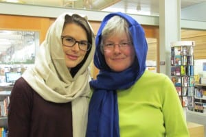 Sabra Simmonds and her mother, Marzette Ellis, at the library presentation.