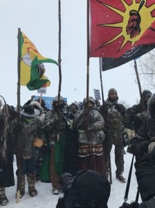 Veterans march to support Standing Rick Sioux Tribe on Monday, Dec. 5. (Photo by Daysha Eaton)