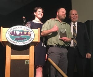Rusty Anderson accepts his award for community service. (Photo by Leila Kheiry)