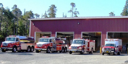 Engines, an ambulance and a tanker truck sit outside at the North Tongass Fire Station. (Ketchikan Gateway Borough photo)