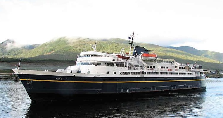 The state ferry Taku sails out of Ketchikan. It will be sold to Jabal Al Lawz Trading Jan. 19. It's 352 feet long and  designed to carry 350 passengers and about 50 vehicles. (Photo courtesy Alaska Marine Highway System)