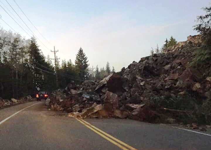 Construction-related blast triggers rock slide across North Tongass Highway