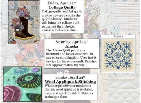 Quilting classes scheduled this week